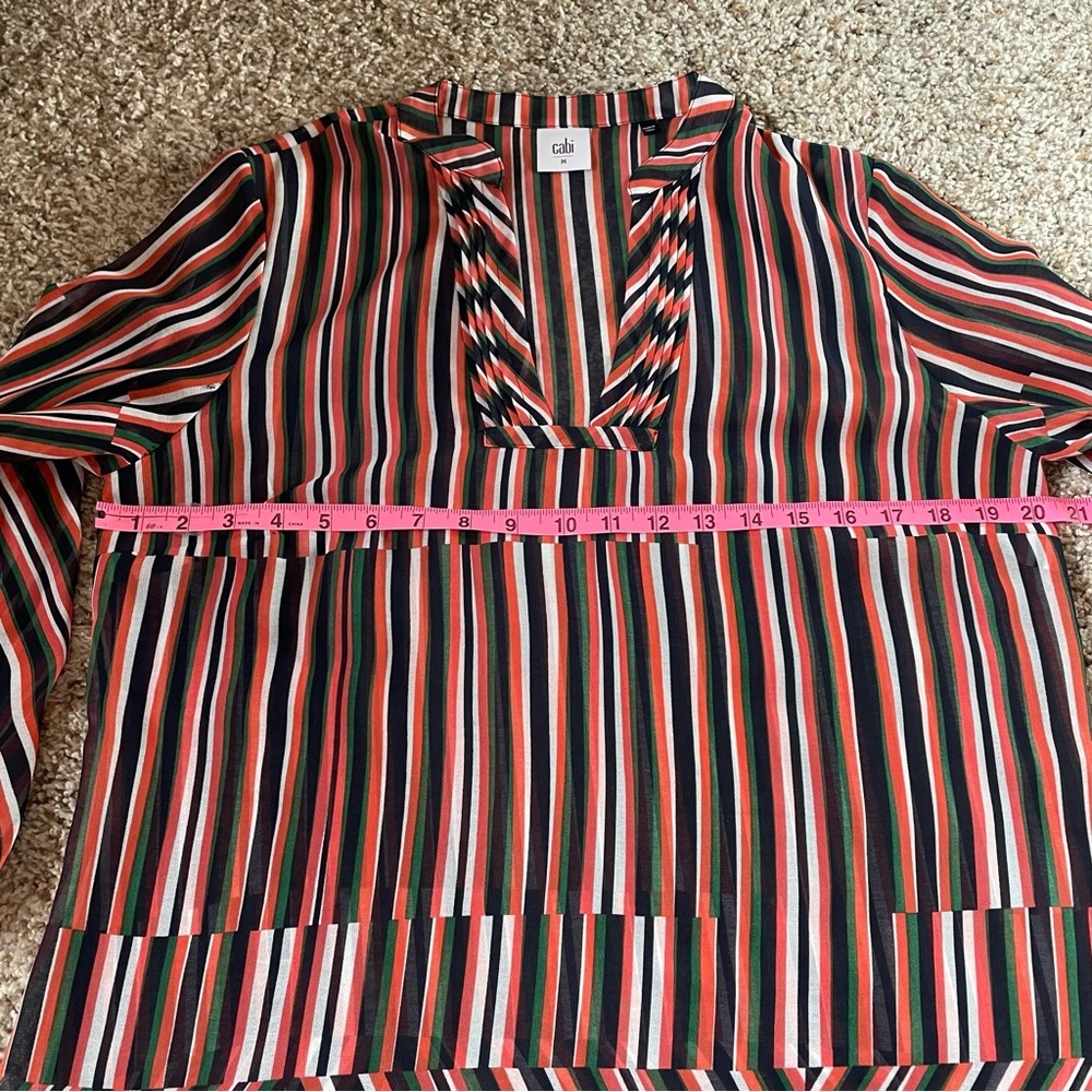 CAbi #5519 The Ultimate Multicolor Stripe Blouse Sheer medium - Picture 9 of 10